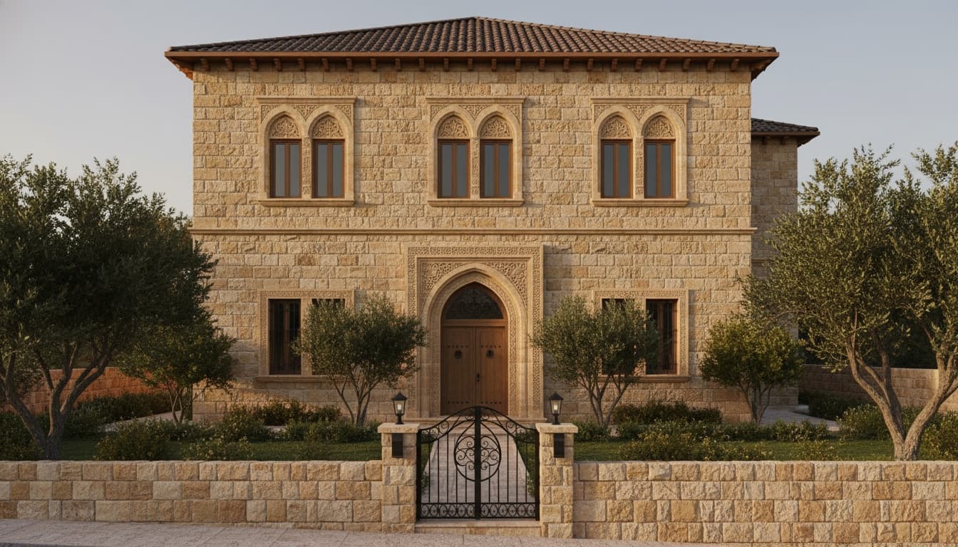 A bare land plot transformed into a traditional Palestinian stone villa — after